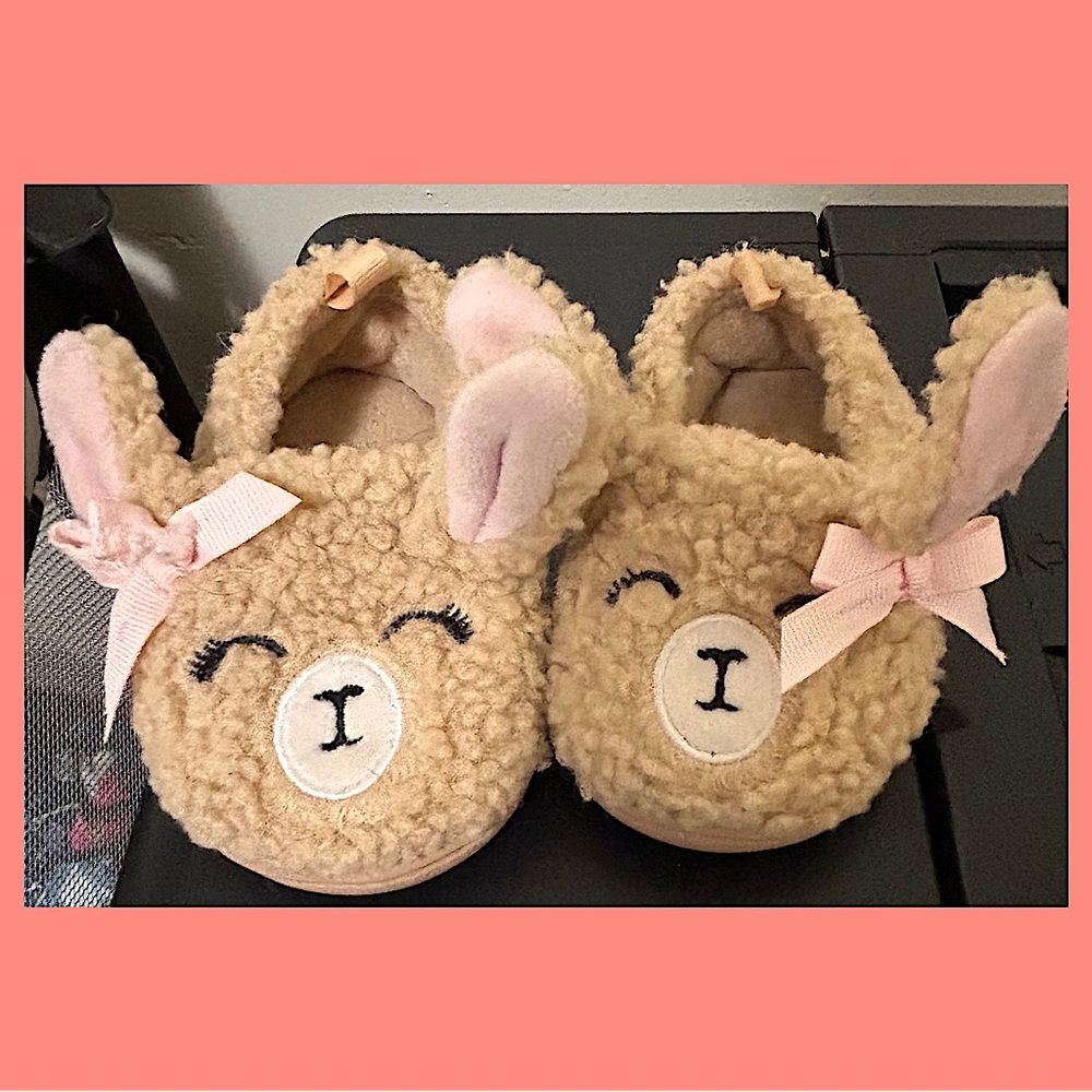 Cute Bear Slippers with Pink Bows